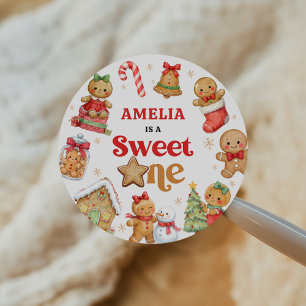 Sticker Rond Fête d'anniversaire pour le premier Noël Cookie Sw