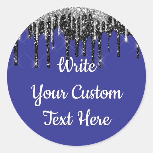 Sticker Rond Fête d'anniversaire Purple & Silver Glitter (Devant)