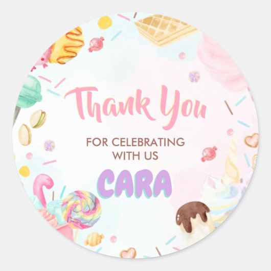 Sticker Rond Fête d'anniversaire quatre fois plus douce (Devant)