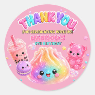 Sticker Rond Fête d'anniversaire Rainbow Glitter Dumpling Squis