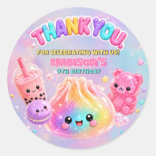 Sticker Rond Fête d'anniversaire Rainbow Glitter Dumpling Squis