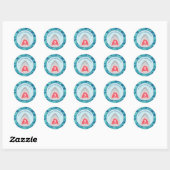 Sticker Rond Fête d'anniversaire requin (Feuille)