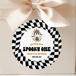 Sticker Rond Fête d'anniversaire rétro Halloween Spooky One 1èr