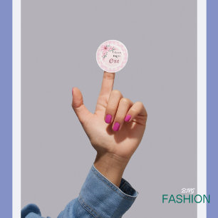 Sticker Rond Fête d'anniversaire rose à motif floral aquarelle