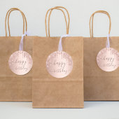 Sticker Rond fête d'anniversaire rose or rose gouttes