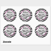 Sticker Rond Fête d'anniversaire rose Zebra Favoriser (Feuille)