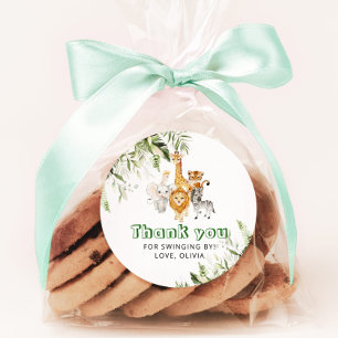 Sticker Rond Fête d'anniversaire safari à l'aquarelle pour tous