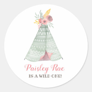 Sticker Rond Fête d'anniversaire sauvage de fille de Boho