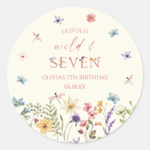 Sticker Rond Fête d'anniversaire sauvage et sept fleurs sauvage