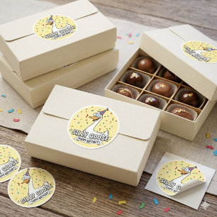 Sticker Rond Fête d'anniversaire Silly Goose 1ère année sur pap