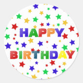 Sticker Rond Fête d'anniversaire simple moderne rouge étoile co (Devant)