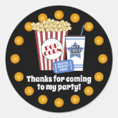 Sticker Rond Fête d'anniversaire soirée cinéma (Devant)