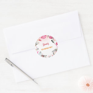 Sticker Rond Fête d'anniversaire spa beauté et maquillage