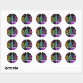 Sticker Rond Fête d'anniversaire Splash Arc-en-ciel Rétro Bash (Feuille)