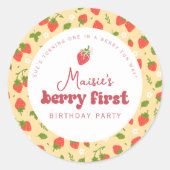 Sticker Rond Fête d'anniversaire Strawberry Berry pour le premi (Devant)