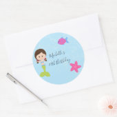 Sticker Rond Fête d'anniversaire sur le thème de la sirène (Enveloppe)
