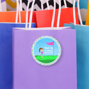 Sticker Rond Fête d'anniversaire sur le thème du golf pour fill