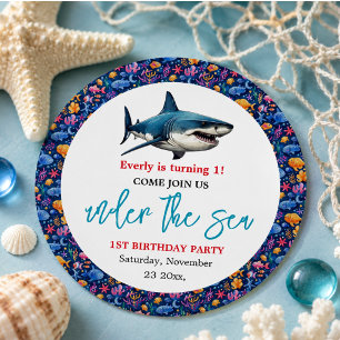 Sticker Rond Fête d'anniversaire Under the Sea 1 an