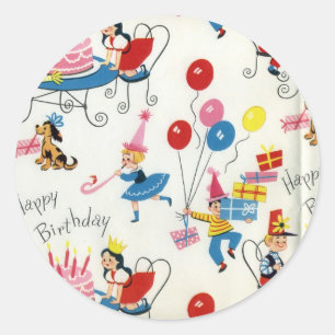 Sticker Rond Fête d'anniversaire vintage