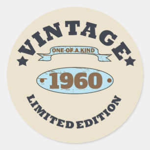 Sticker Rond Fête d'anniversaire vintage personnalisée