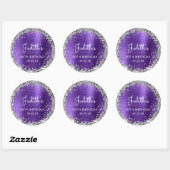 Sticker Rond Fête d'anniversaire violet Parties scintillant d'a (Feuille)
