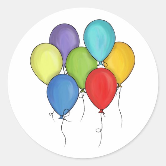 Sticker Rond Fête d'anniversaire Watercolor Balloons (Devant)