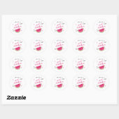 Sticker Rond Fête d'anniversaire Whimsical Rose Watermelon (Feuille)