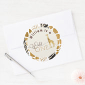 Sticker Rond Fête d'anniversaire Wild one Safari girafe moderne (Enveloppe)