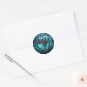Sticker Rond Fête d'anniversaire zombie joyeux (Enveloppe)