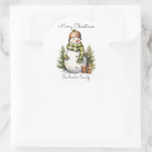 Sticker Rond Fête d'aquarelle personnalisée en motoneige (Sac)