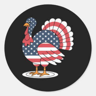 Sticker Rond Fête d'automne Camo Parfait Turquie Jour Tee pour