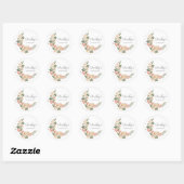 Sticker Rond Fête de 100e anniversaire Rustique Fleurs Blanches (Feuille)