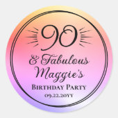 Sticker Rond Fête de 90 ans 90 et Fabuleuse (Devant)