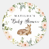 Fête de baby shower de cerfs à fleurs d'aquarelle