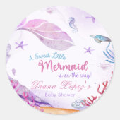 Sticker Rond Fête de Baby shower de fille Mermaid (Devant)