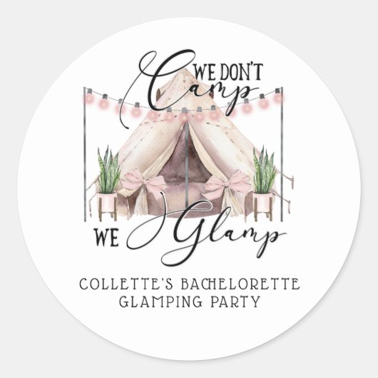 Sticker Rond Fête de Bachelorette Bohème en Glamping (Devant)
