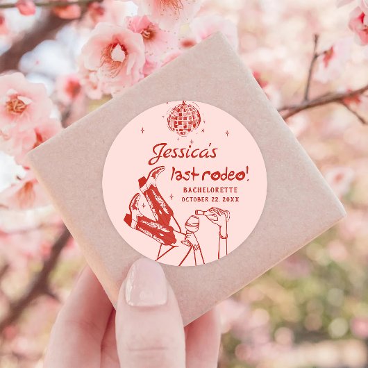 Sticker Rond Fête de Bachelorette Cowgirl Disco