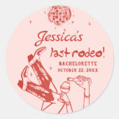 Sticker Rond Fête de Bachelorette Cowgirl Disco (Devant)