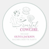 Sticker Rond Fête de Bachelorette de Cowgirl Côtière Nautique M (Devant)