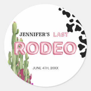 Sticker Rond Fête de bachelorette de cowgirl en or rose avec po