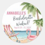 Sticker Rond Fête de Bachelorette de Plage Tropicale à l'Aquare (Devant)