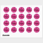 Sticker Rond Fête de Bachelorette Moderne Paillettes Rose Chaud (Feuille)