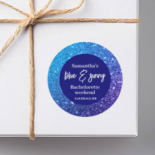 Sticker Rond Fête de Bachelorette Paillettes Bleues