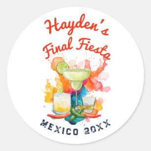 Sticker Rond Fête de Bachelorette Personnalisée au Mexique avec