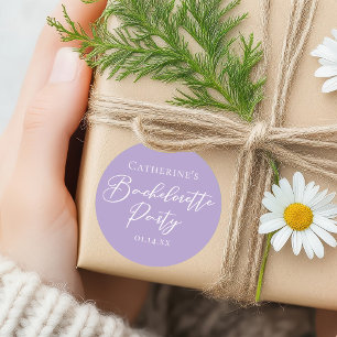 Sticker Rond Fête de Bachelorette Personnalisée Violet Lilas
