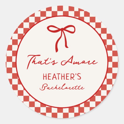 Sticker Rond Fête de Bachelorette Pizza Italienne That's Amore (Devant)