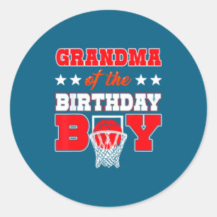 Sticker Rond Fête de basketball Grand-mère Anniversaire Balle