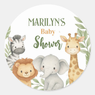 Sticker Rond Fête de Bébé Animaux de Bébé Mignons