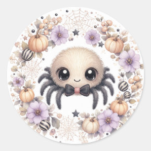 Sticker Rond Fête de bébé araignée à l'aquarelle