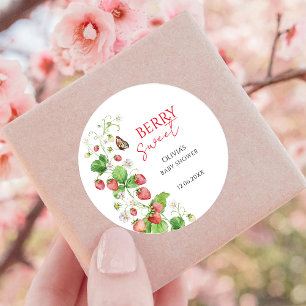Sticker Rond Fête de bébé aux fraises sucrées